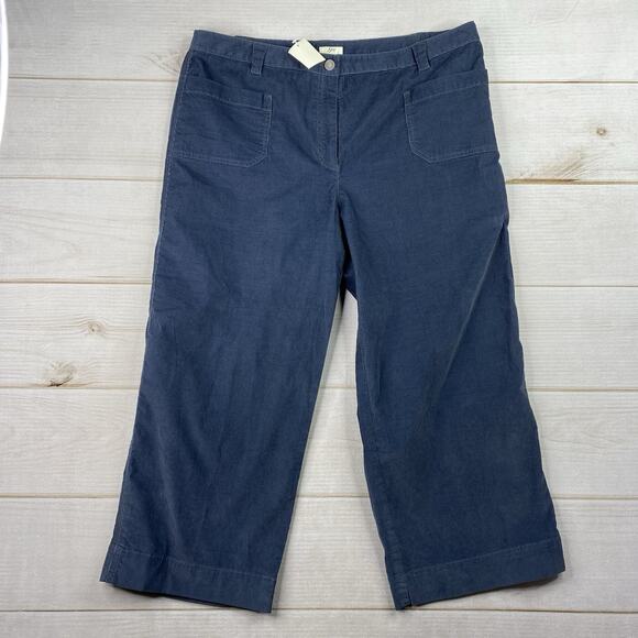 J Jill Pant Womens 16W Blue Fine Wale Corduroy Wide Leg Crop Minimalist NWT - Picture 1 of 11